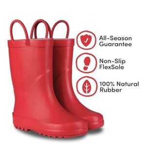 Children's Waterproof Red Boots